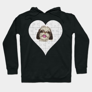 Shih Tzu Heart Jigsaw Pieces Design - Gift for Shih Tzu Lovers Hoodie